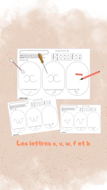 Les lettres cursives x v w f b