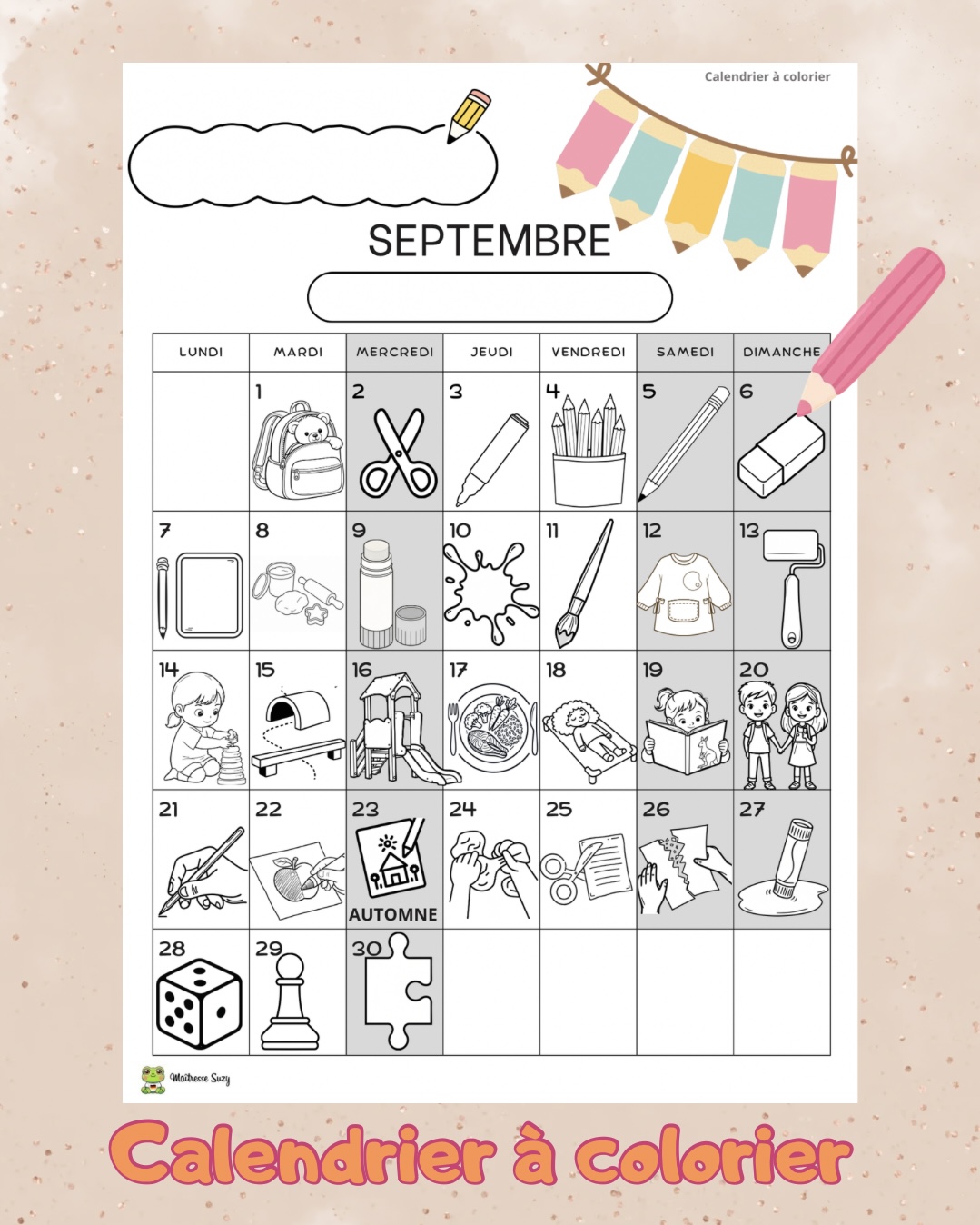 Calendrier période 1  (septembre/octobre)